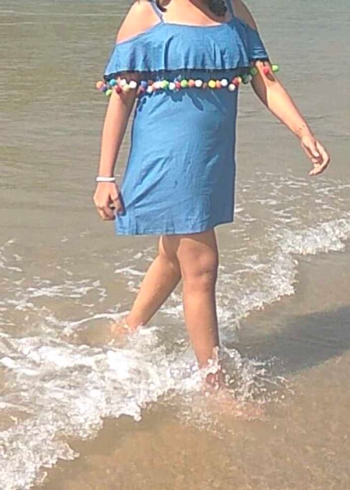 Blue Pom-Pom Dress