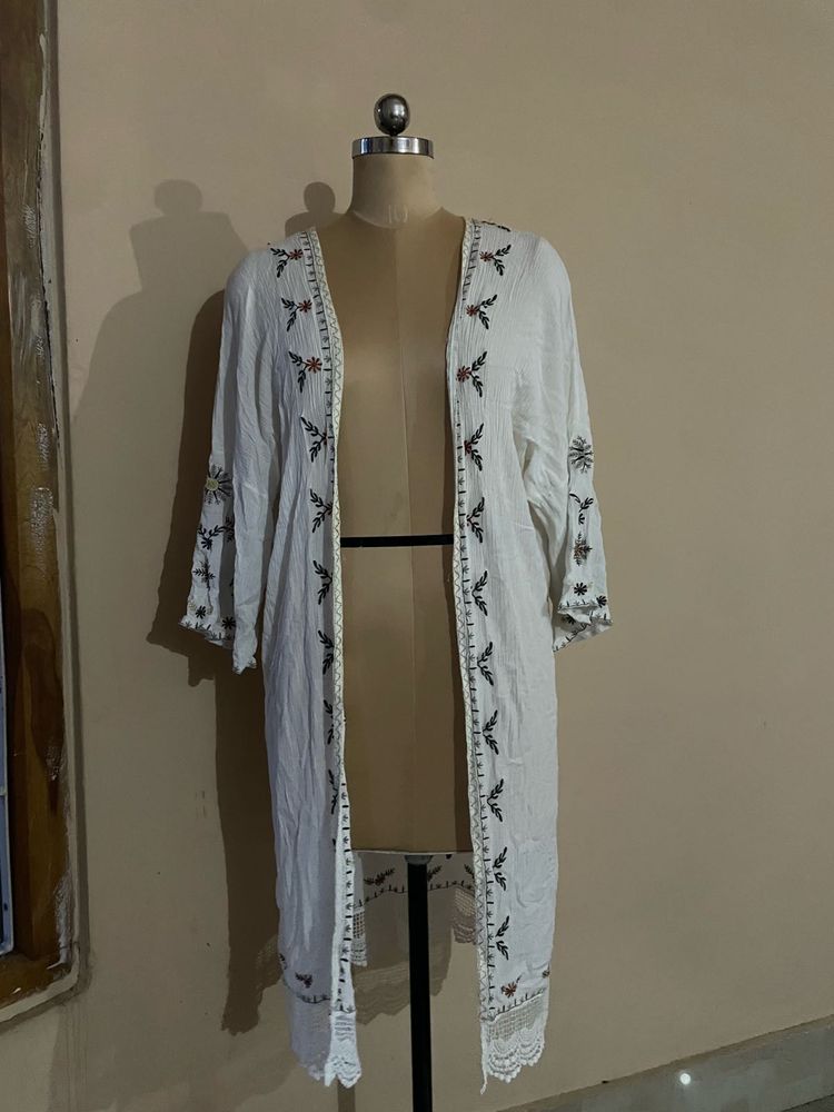 Embroidered White Kimono