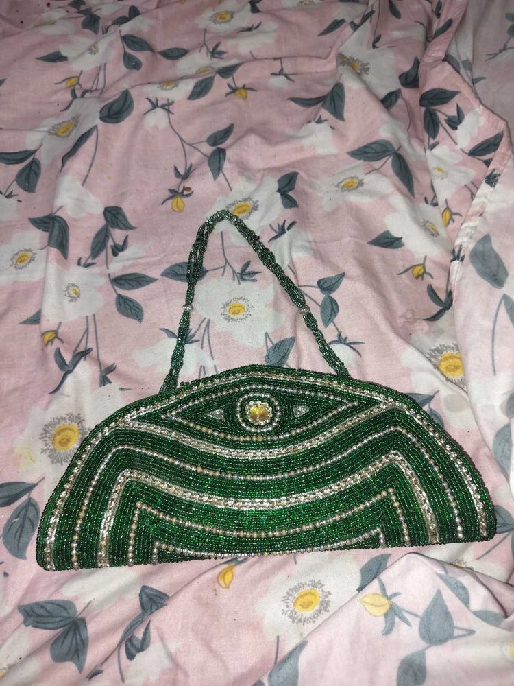 Green Beaded Clutch