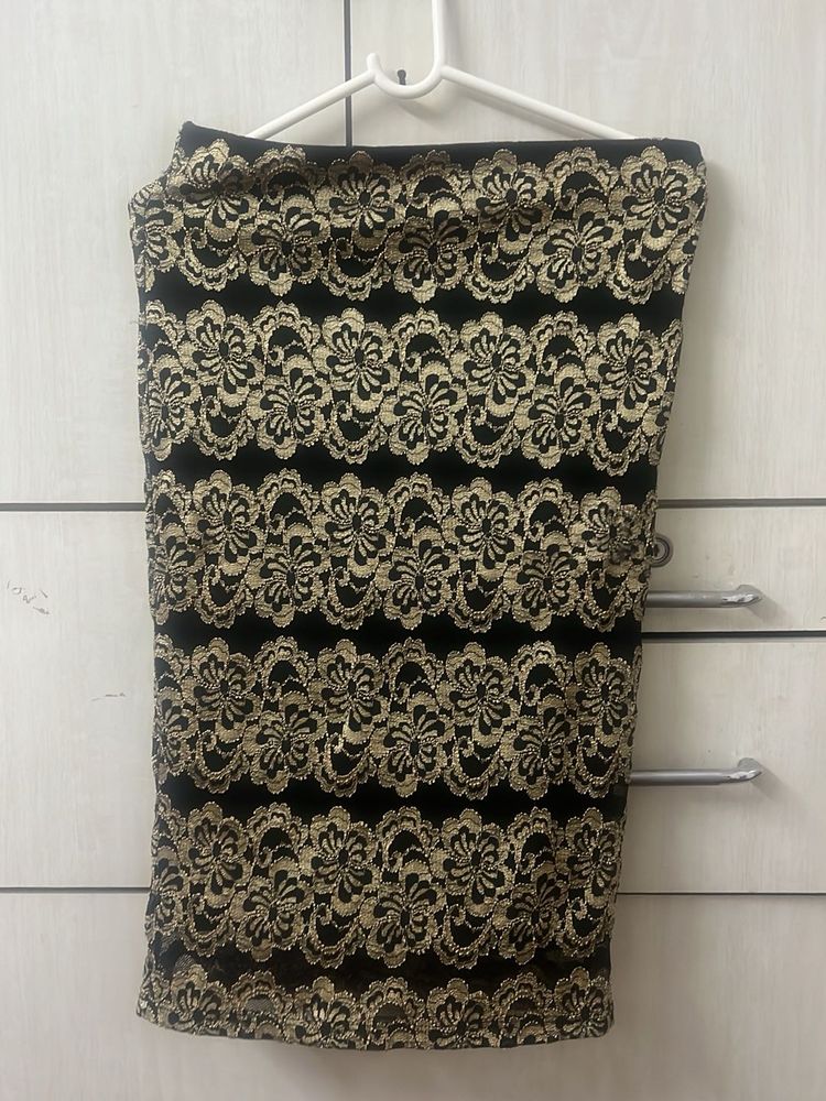 Elegant Black &amp; Gold Lace Skirt