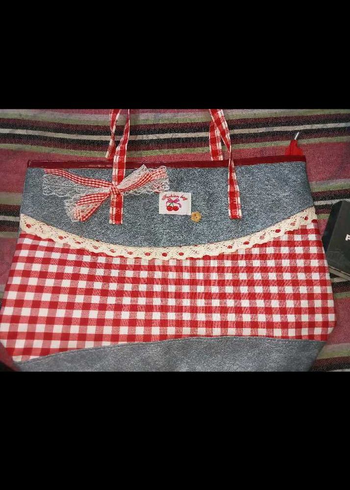 Cute Cherry Gingham Tote Bag Savana
