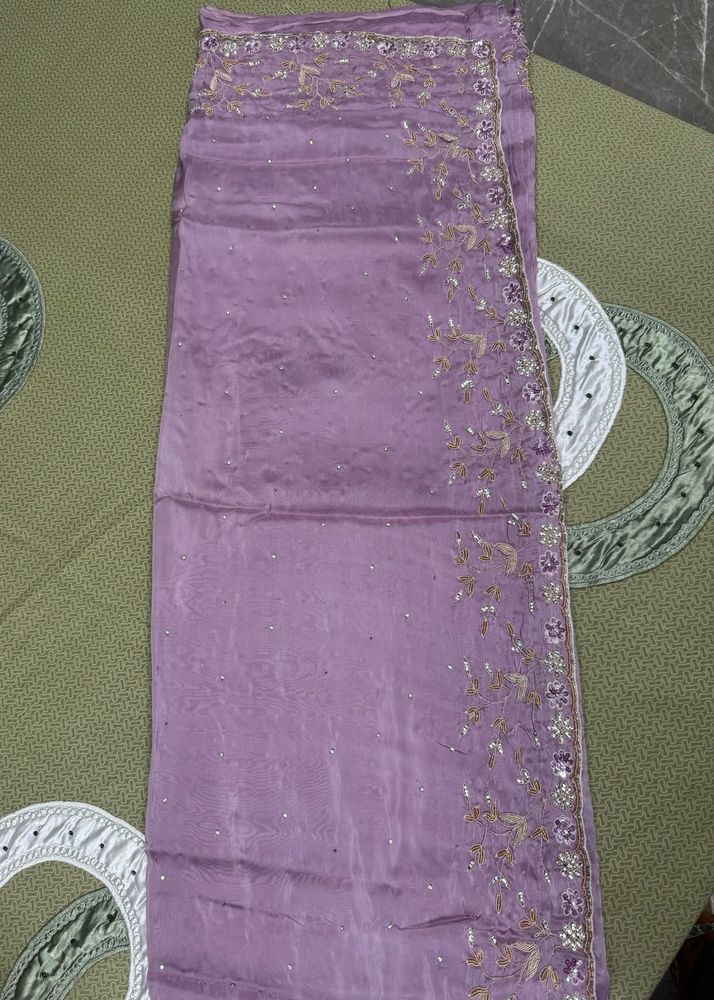 lavender saree with blouse