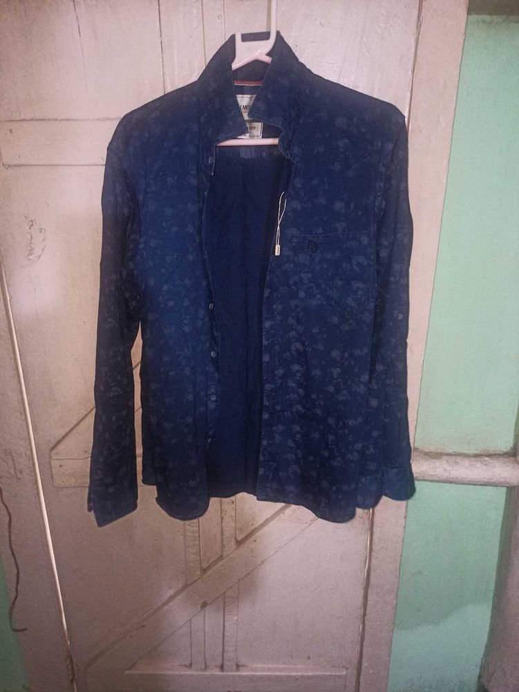 Men's Blue Printed Casual Shirt