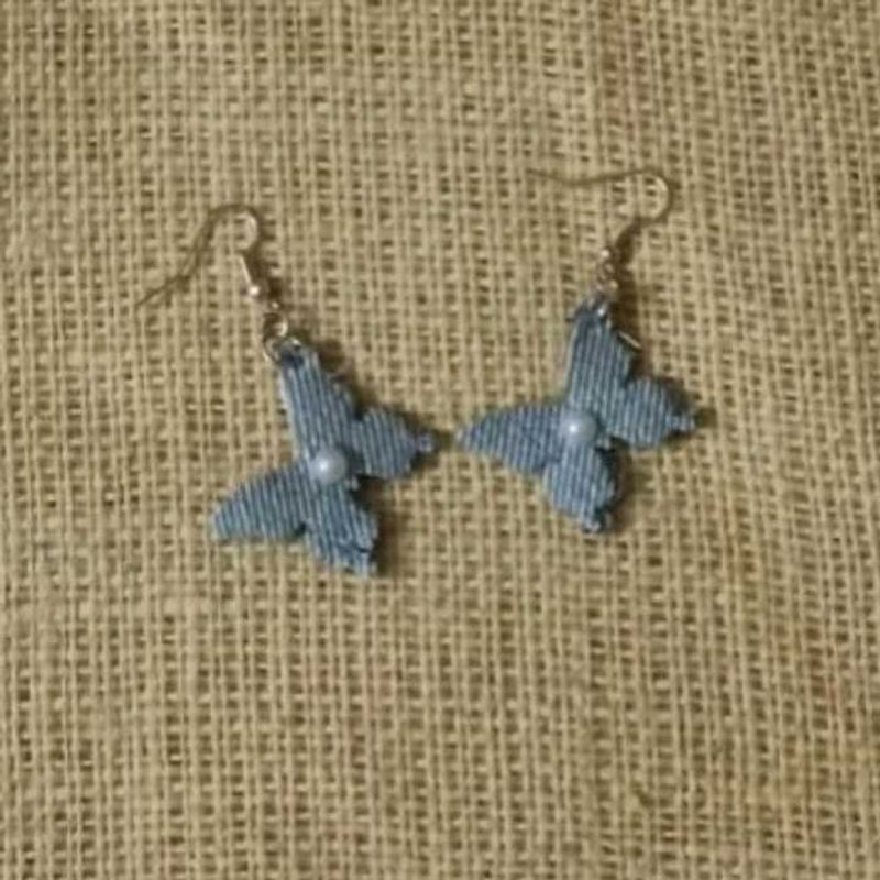 Cute Denim Butterfly Earrings