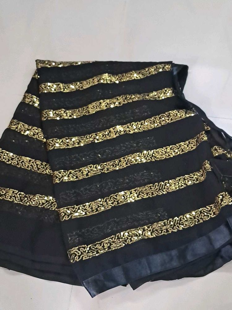 Black Saree with Gold Sequins