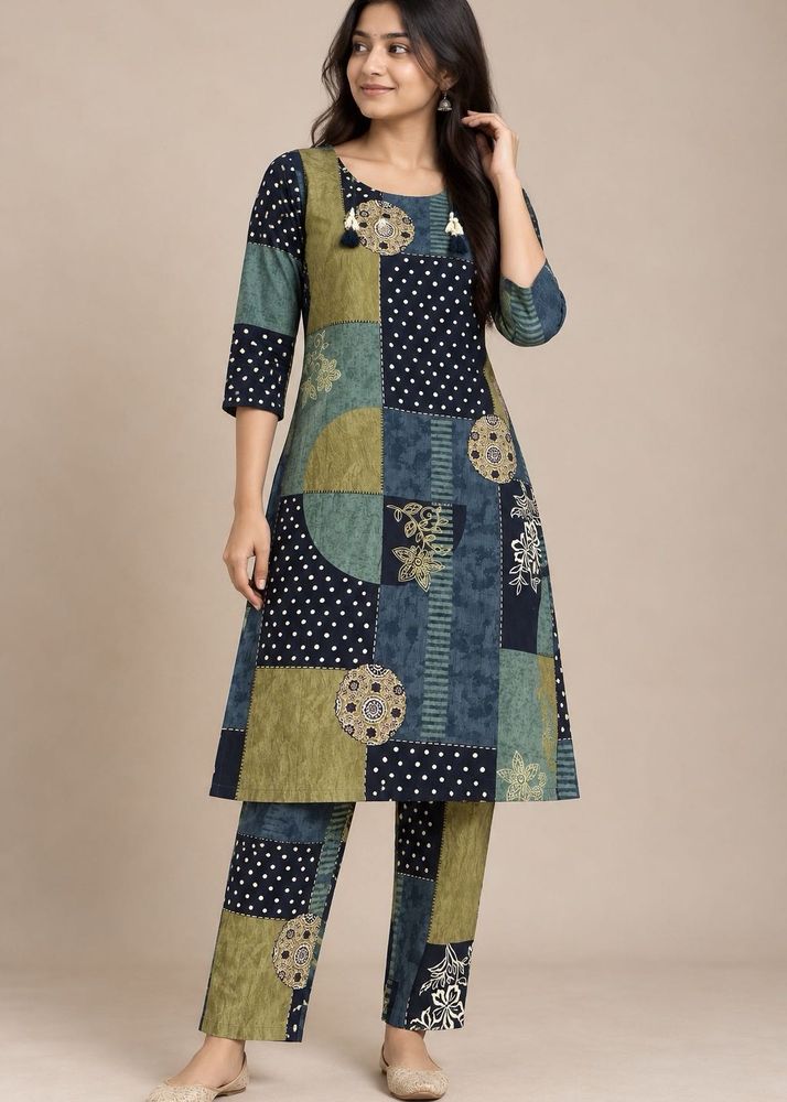 Bohemian Patchwork Kurta and Pants Set