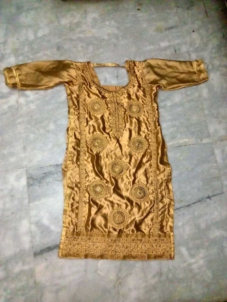 Golden Embroidered Homemade Kurta