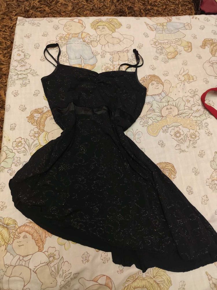 Sparkly Black Assymetrical Y2k Top