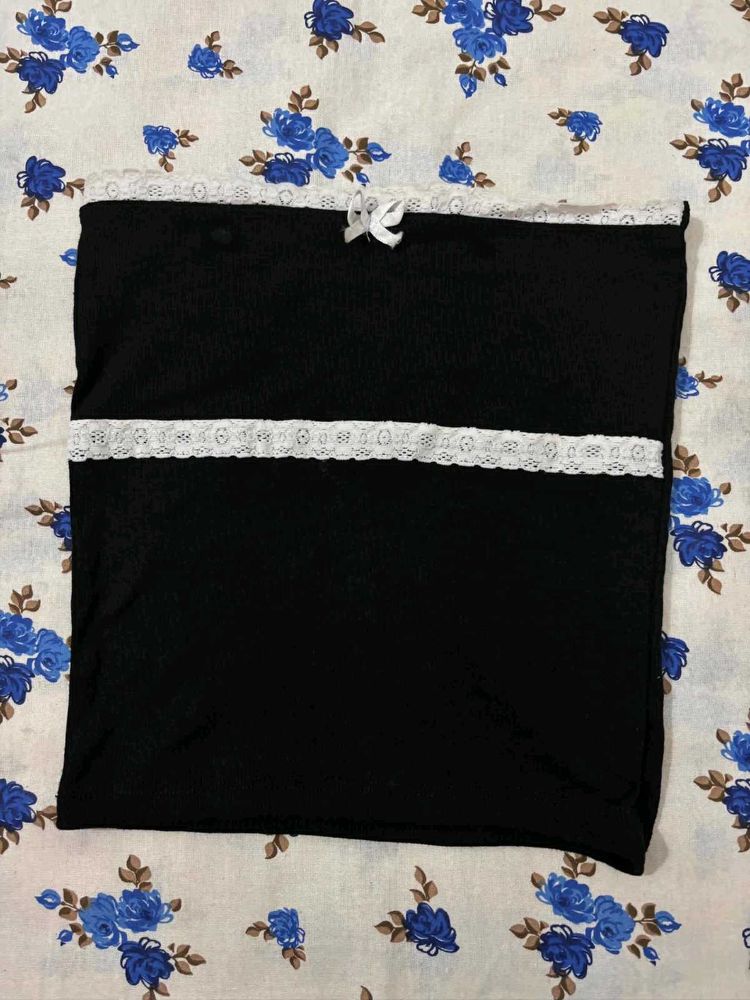 Black Lace Trim Tube Top