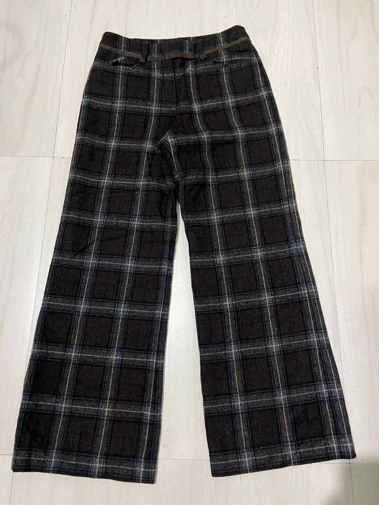 Chic Plaid Wide-Leg Trousers