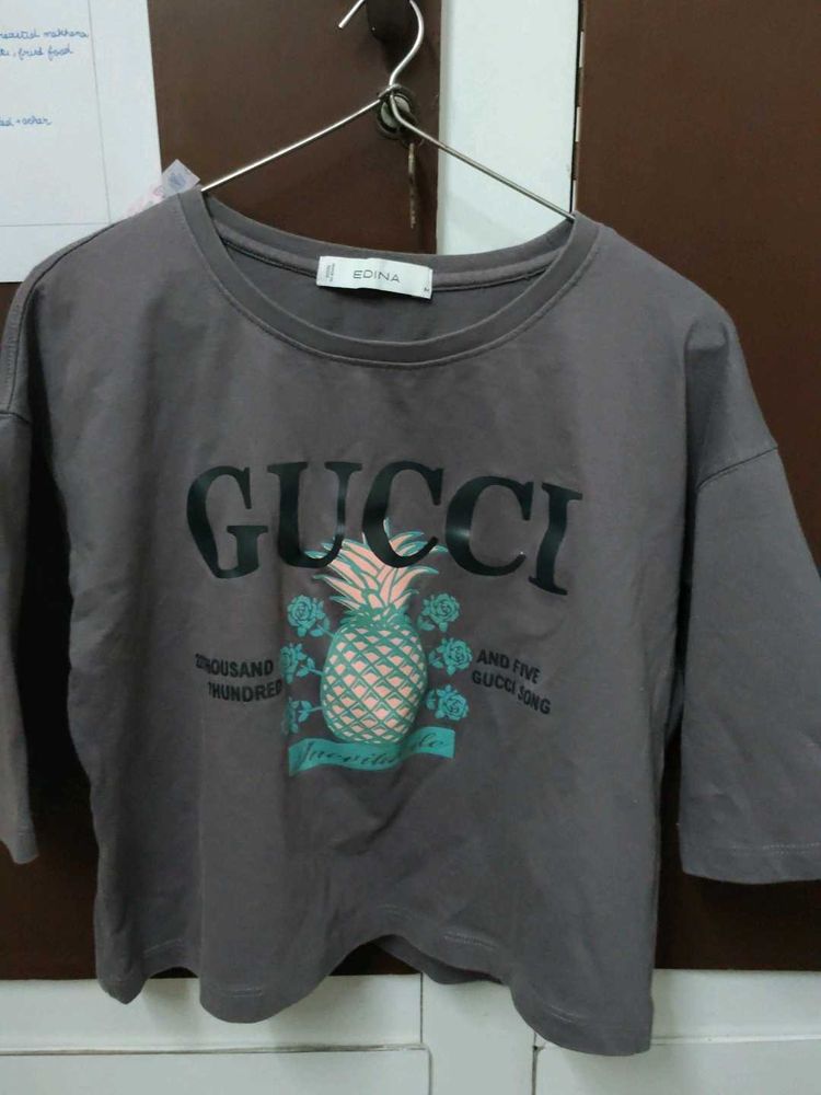 Stylish Grey Graphic Print T-Shirt