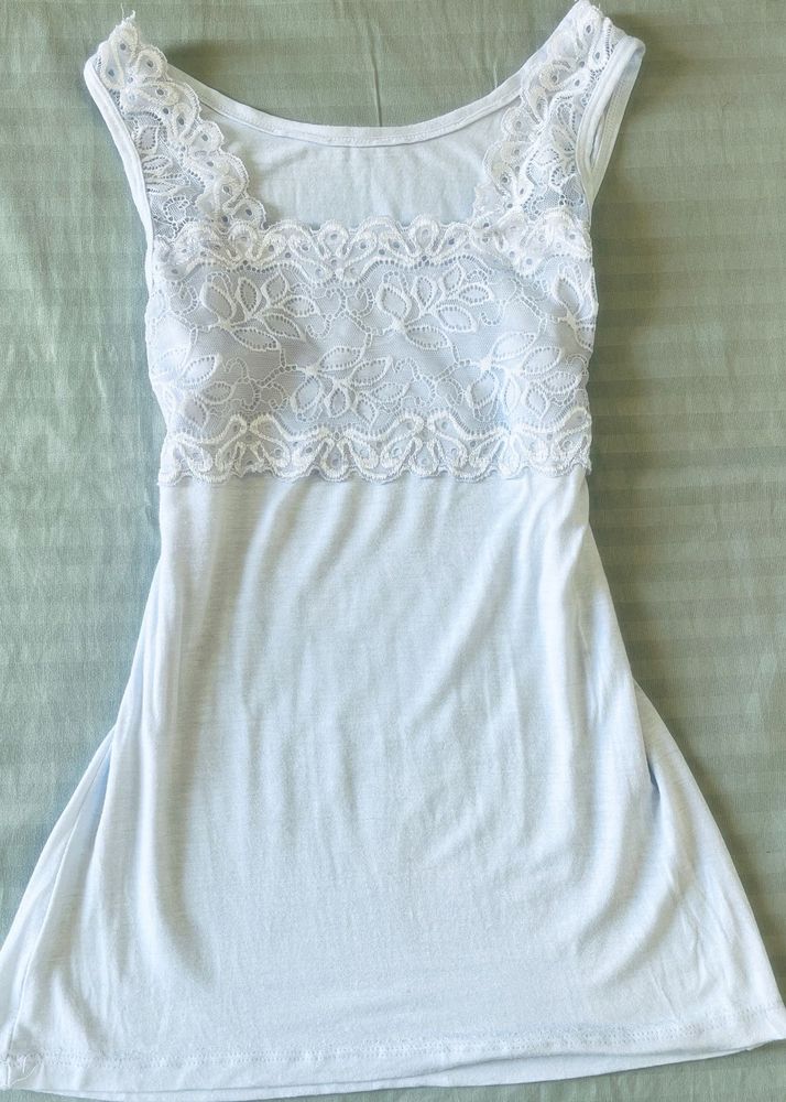 Blue Lace Trim Camisole Top