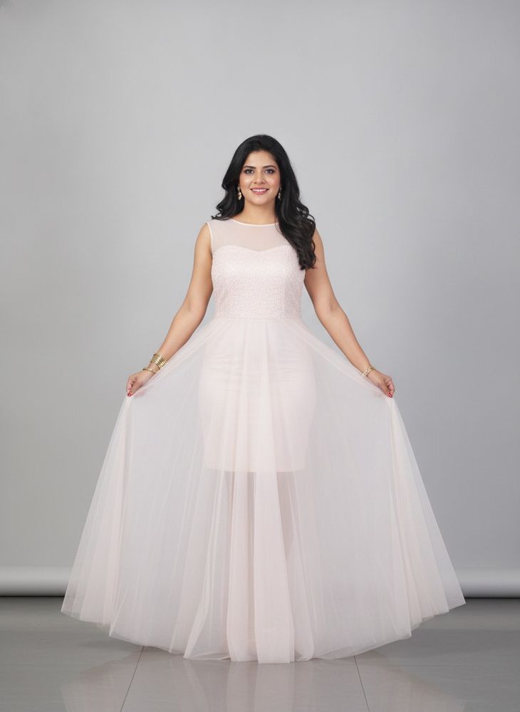 Trendy Divva Net &amp; Silk Party Gown