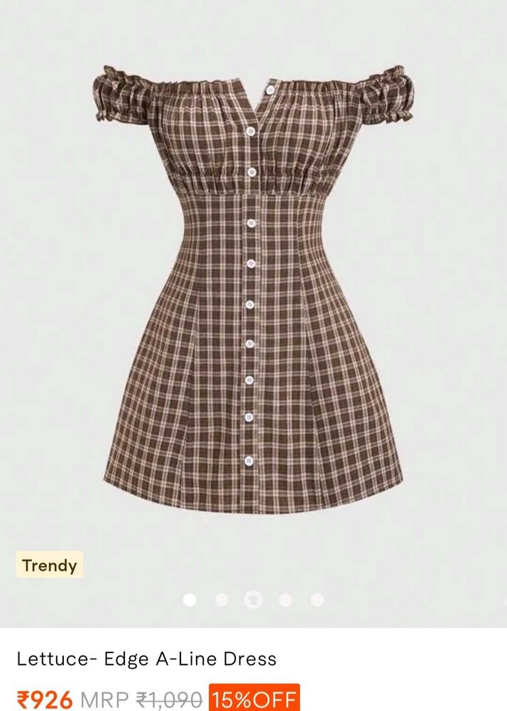 Brown Plaid Off-Shoulder Dress