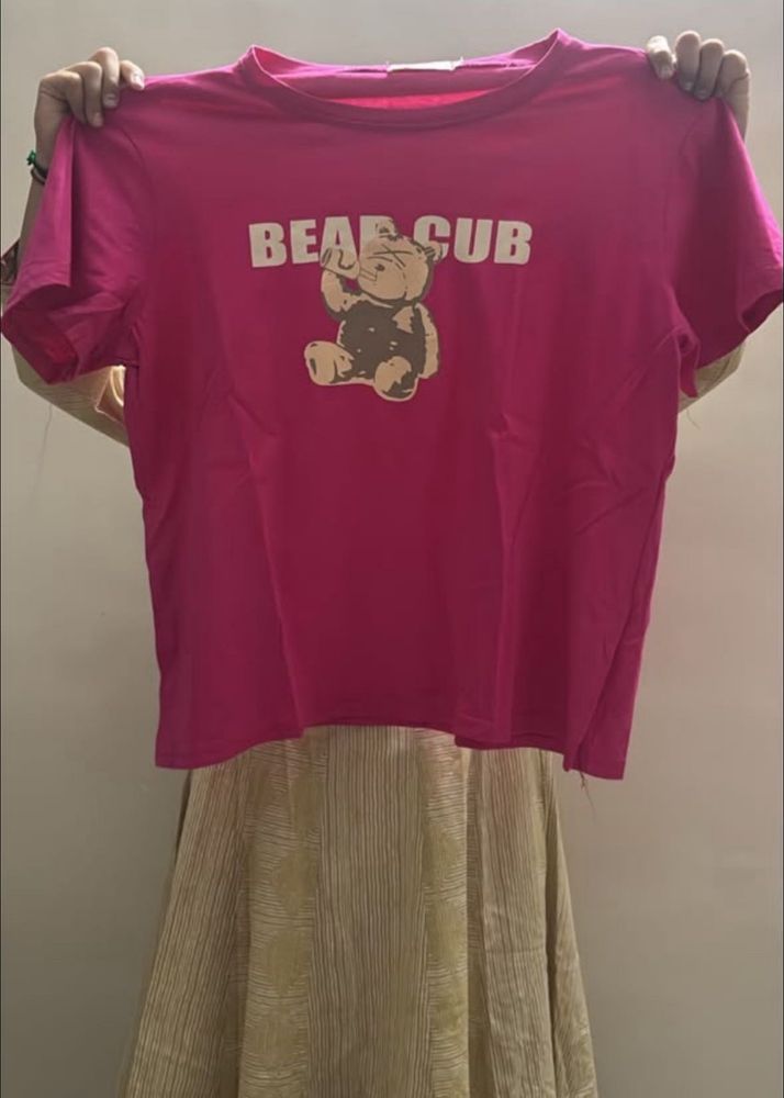 Cute Pink Teddy Bear Graphic T-Shirt