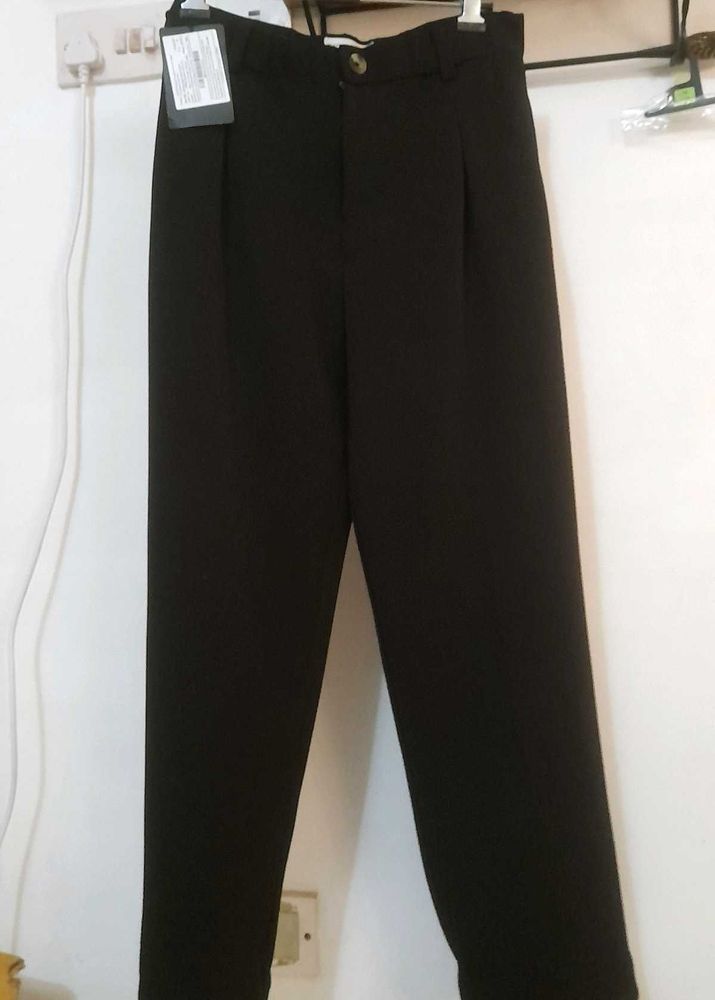 Black High-Waisted Tailored Trousers