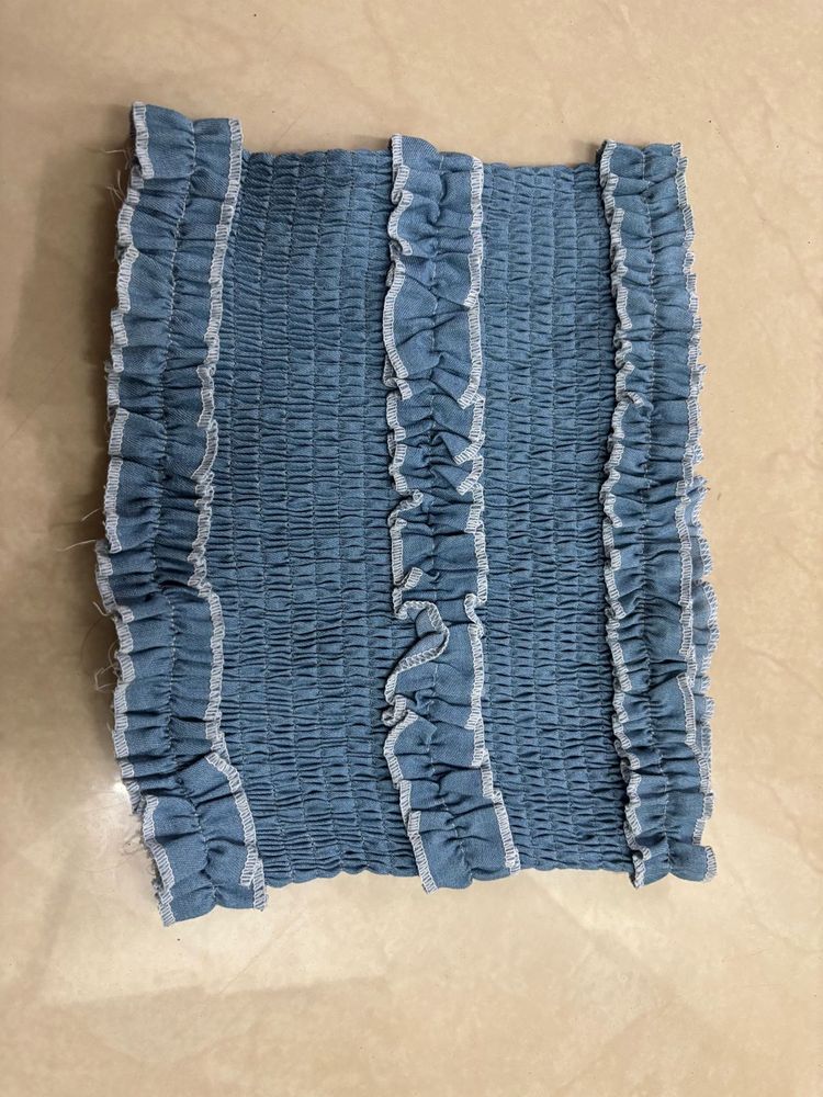 Smocked Denim Tube Top