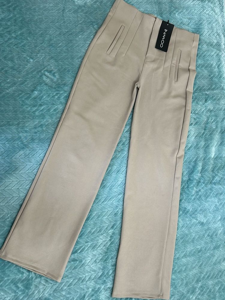 Beige Formal Casual Pants