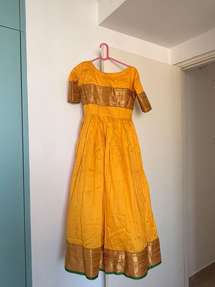 handmade Yellow Ethnic anarkali