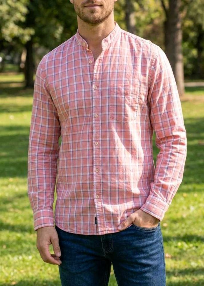 Richlook New Pink Plaid Casual Shirt