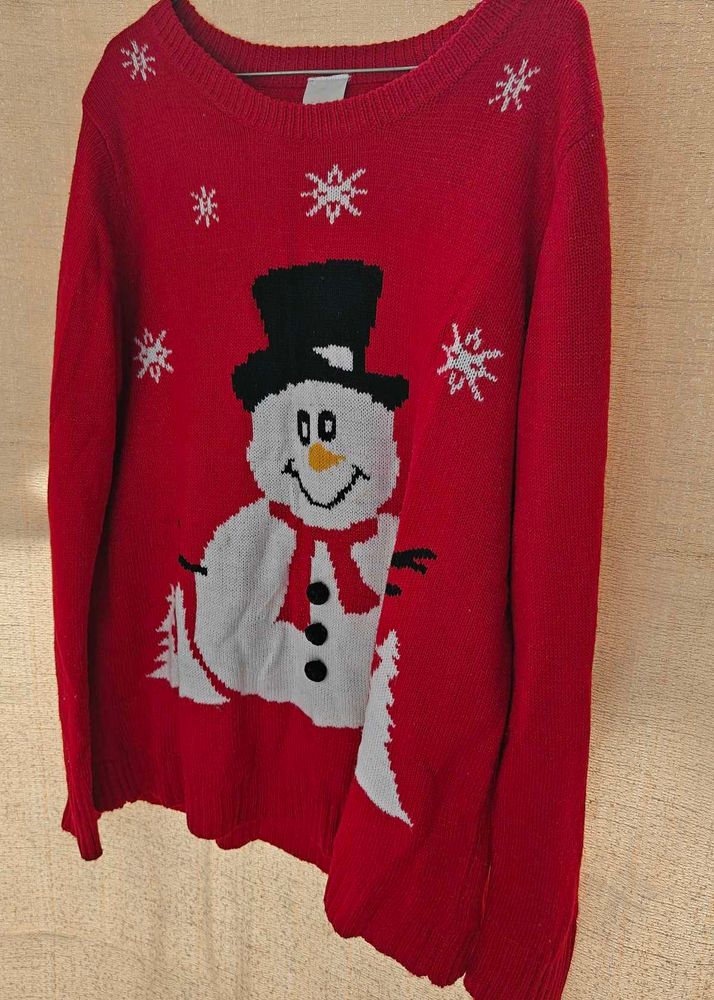red winter sweater