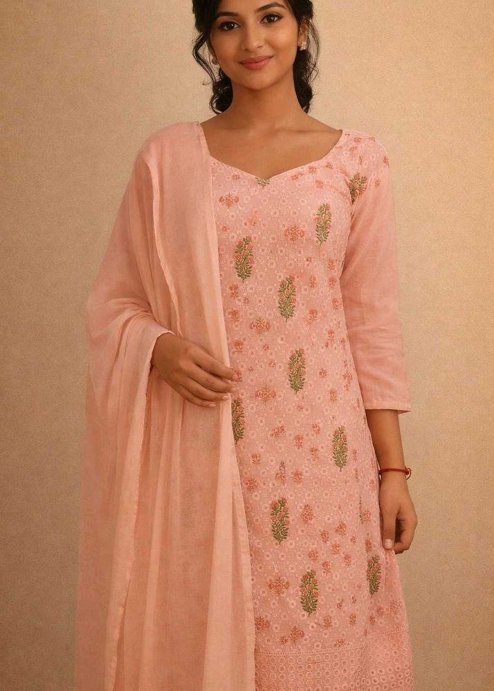 Elegant Peach Printed Kurta Set