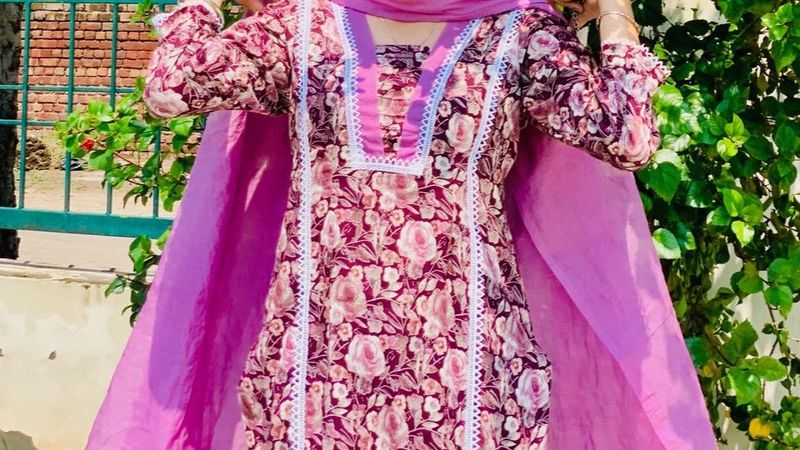 Elegant Floral Kurta Set with Dupatta