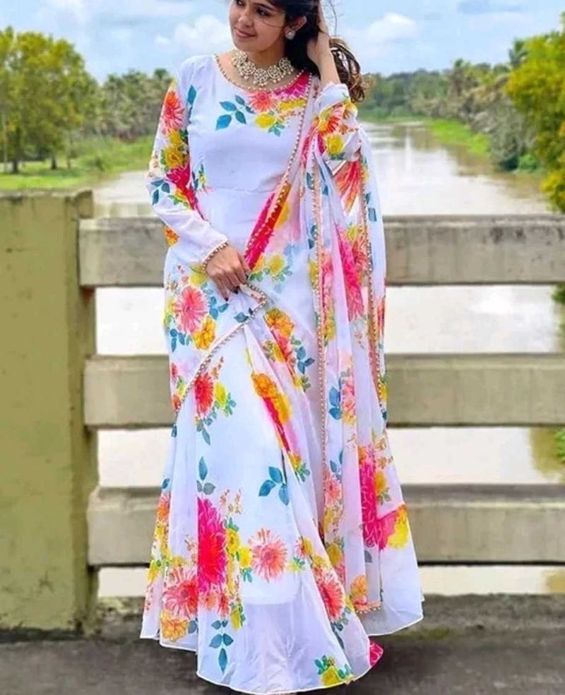 Floral Print Anarkali Suit