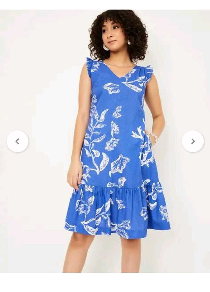 price drop*🩷Max printed midi flounce dress