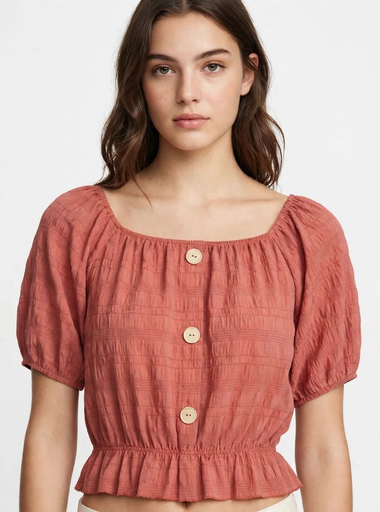 Chic Square Neck Puff Sleeve Top