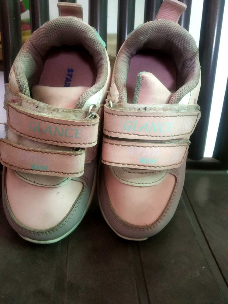 Pink &amp; Grey Velcro Sneakers