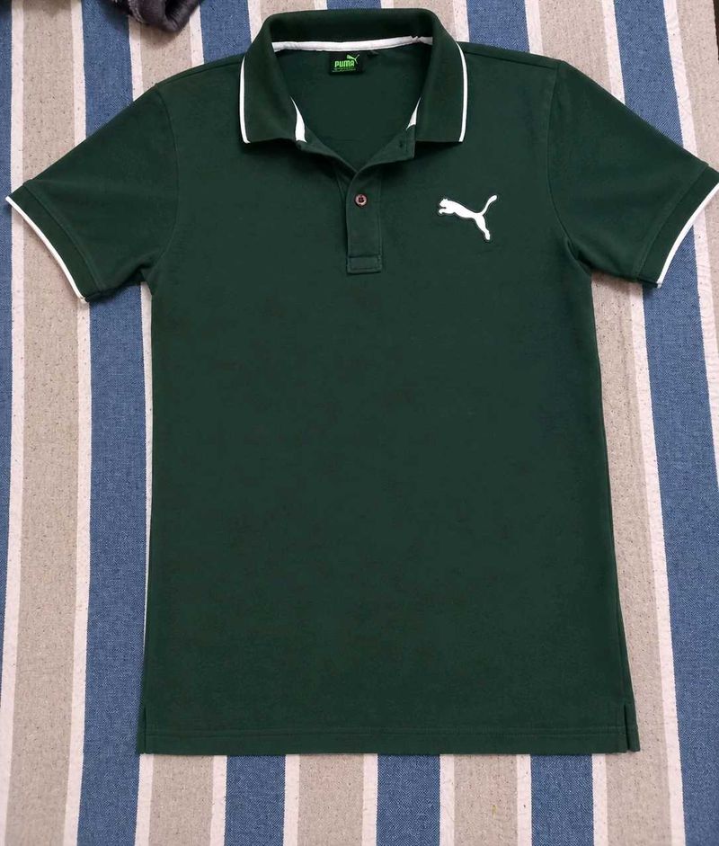 Puma Men's Green Polo T-Shirt