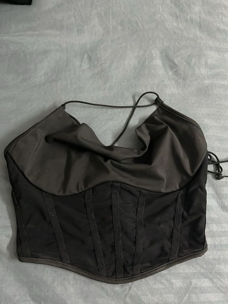 Stylish Black Halter Neck Crop Top