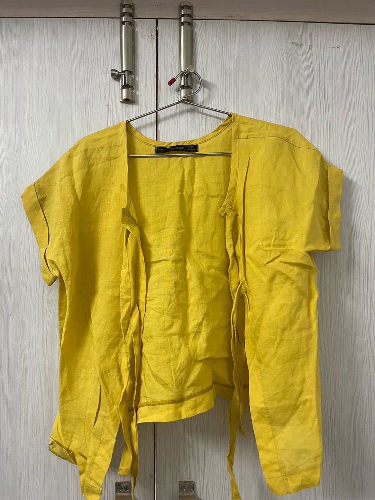 Vibrant Yellow Wrap Top