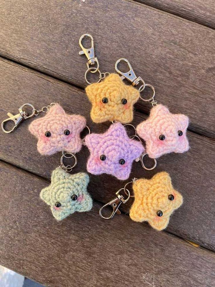 Cute Crochet Star Keychain