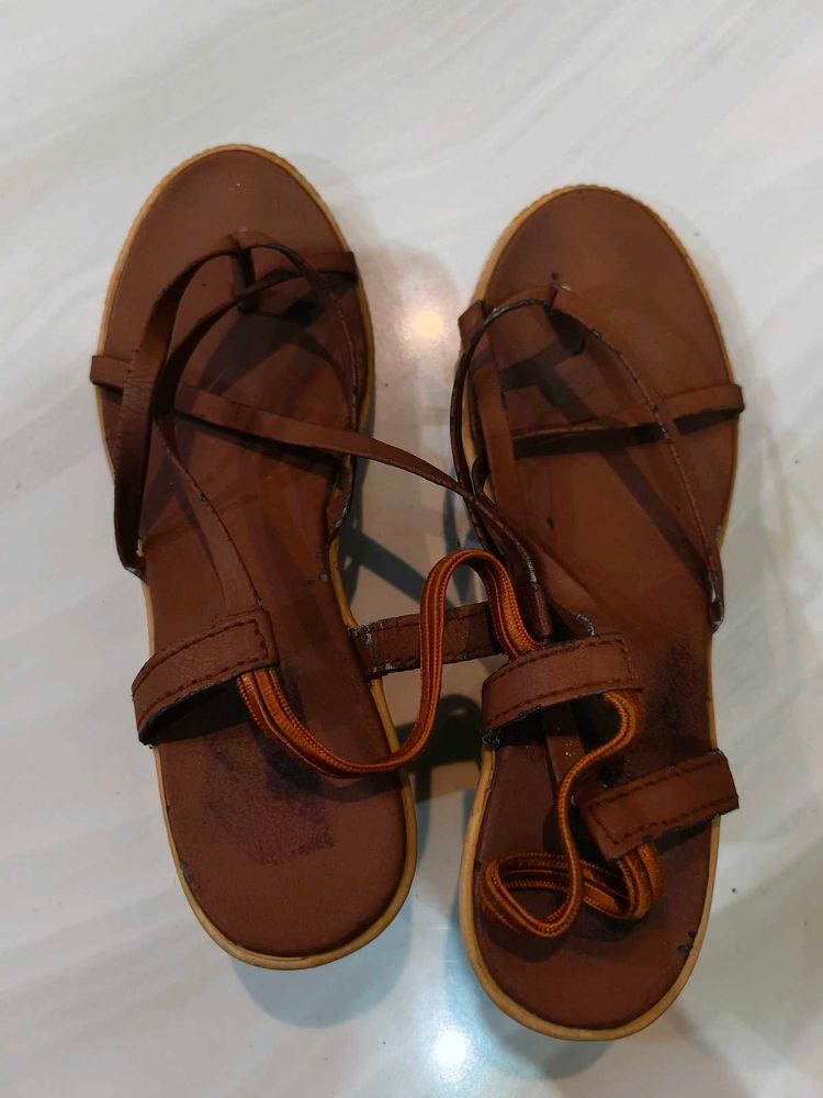 Comfortable Brown Flat Sandals