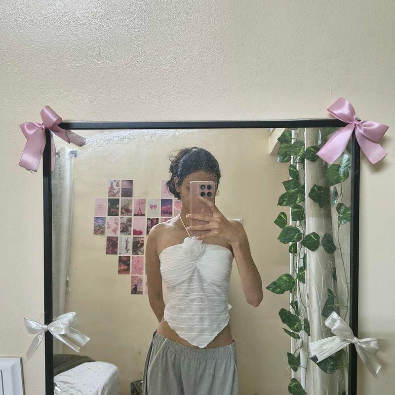 Sheer White Strapless Ruched Crop Top