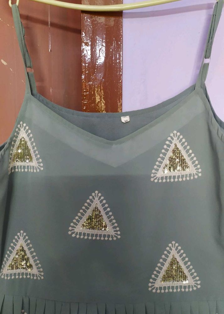 Sage Green Triangle Sequin Tank