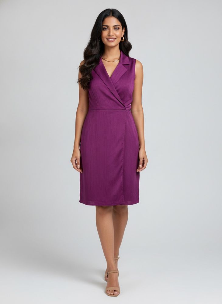 Stylish Sleeveless Purple Wrap Dress