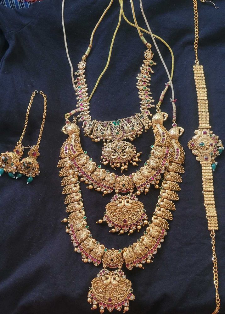 Elegant Gold Plated Temple jewellery set