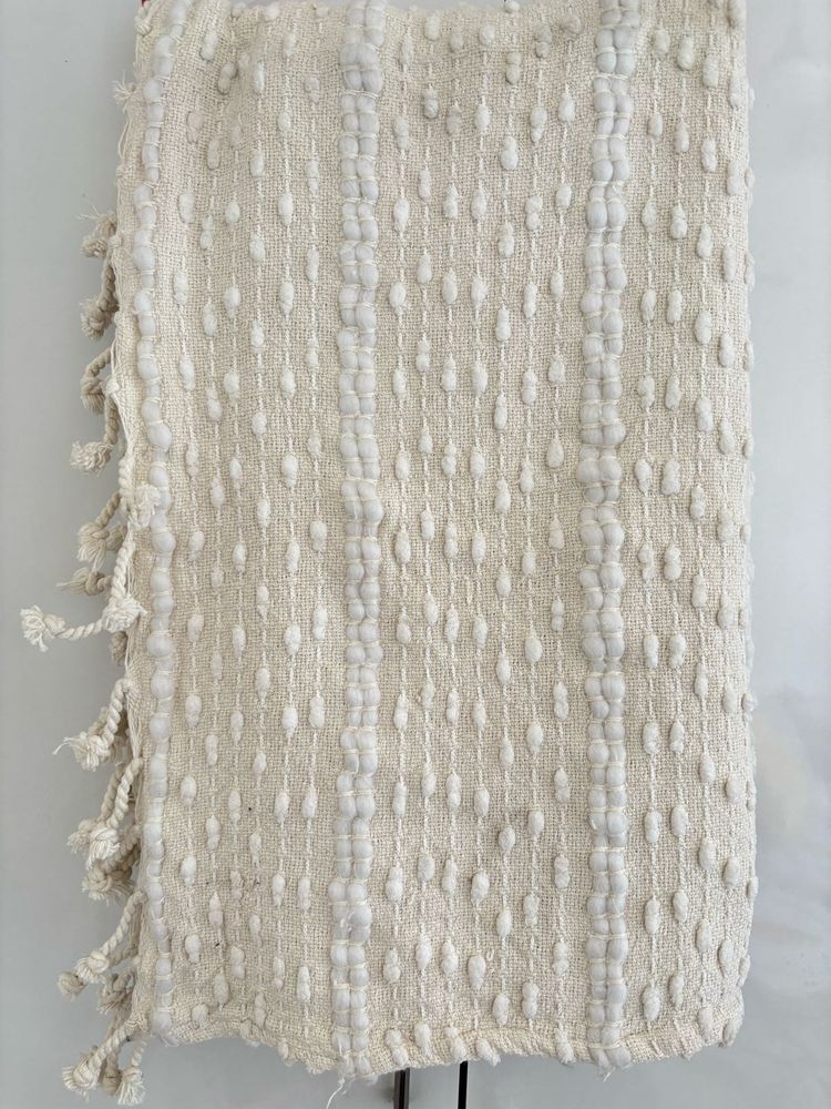 Cream Textured Sofa Throw