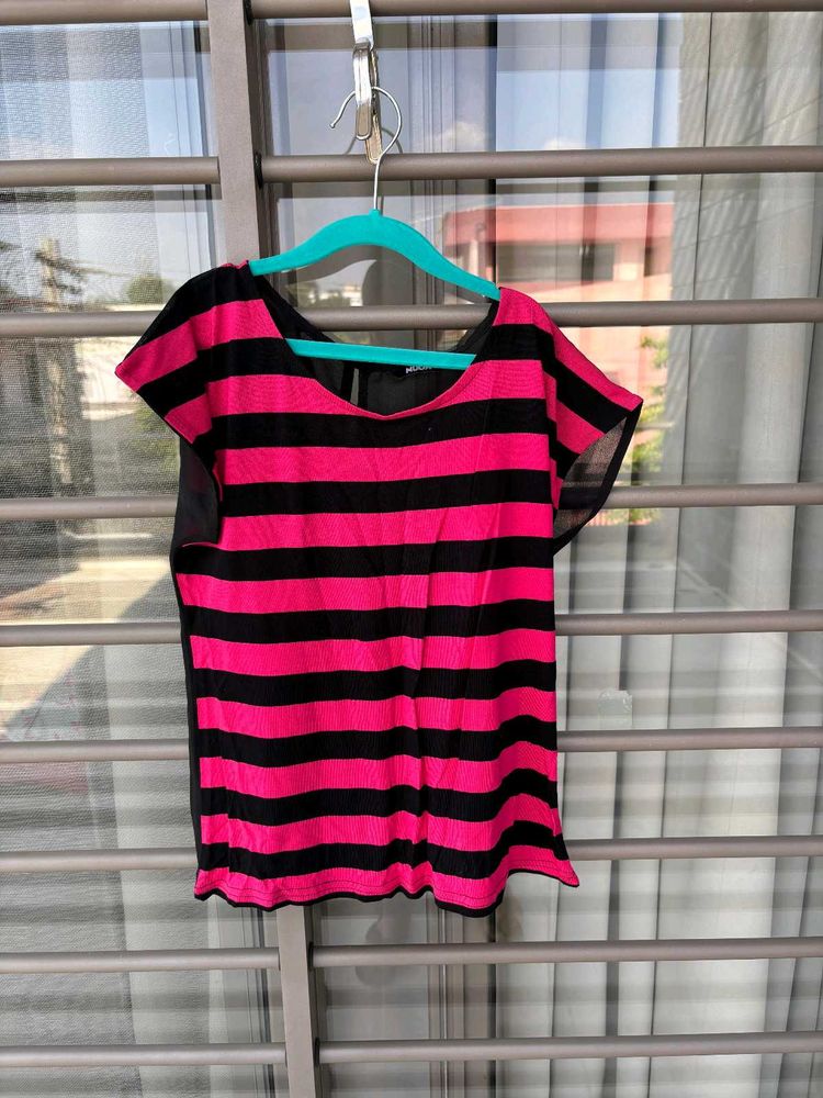 Striped Pink and Black Top