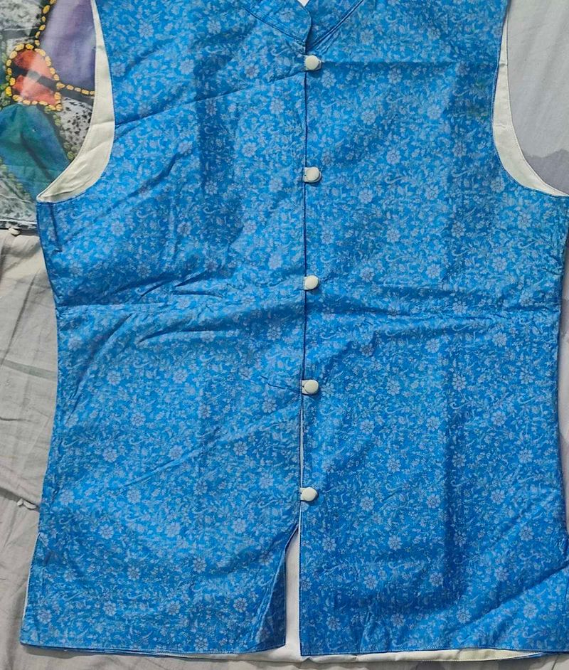 Men's Blue Floral Nehru Jacket