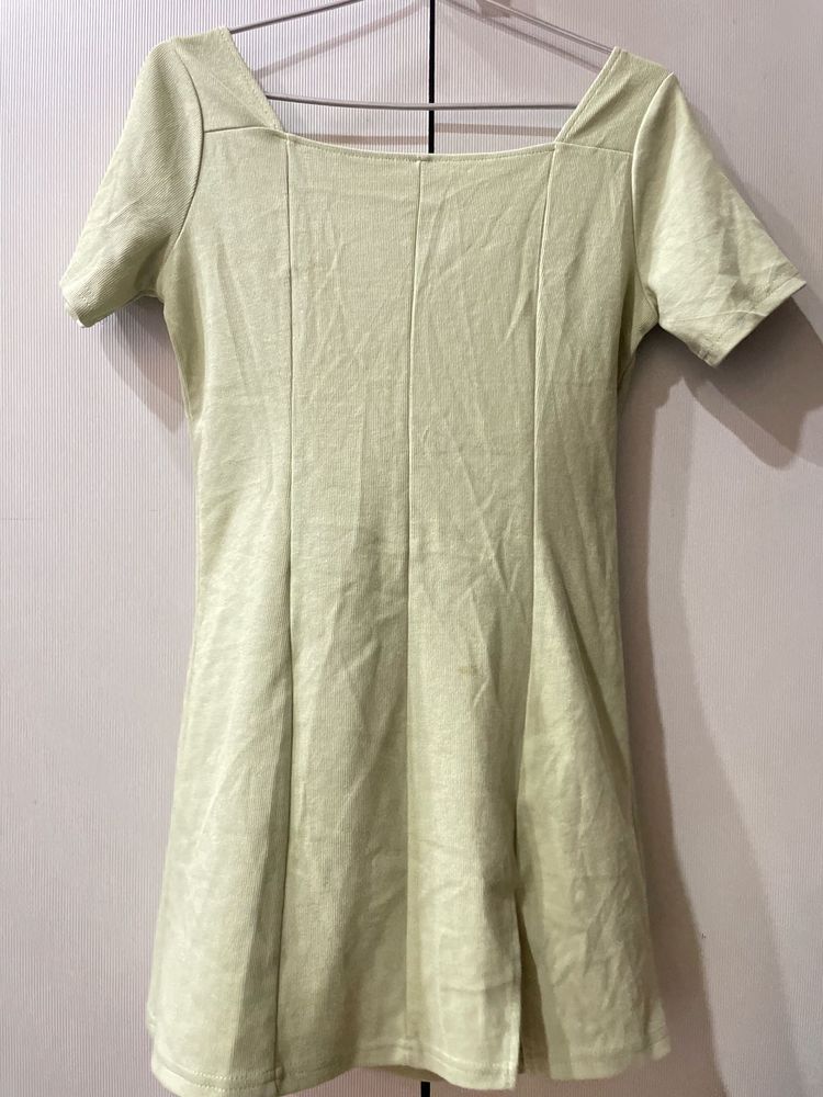 Light Green Square Neck Mini Dress