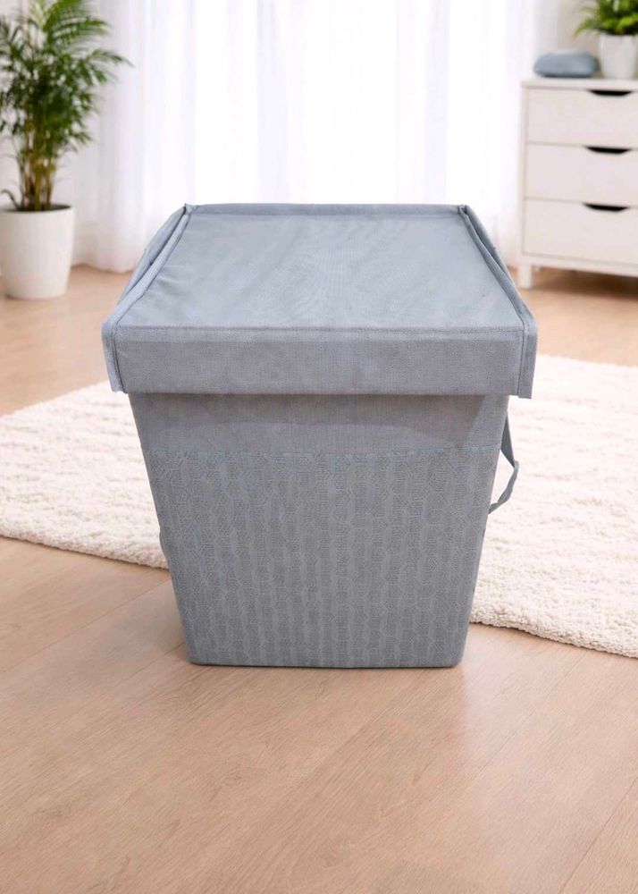 Grey Storage Ottoman with Lid