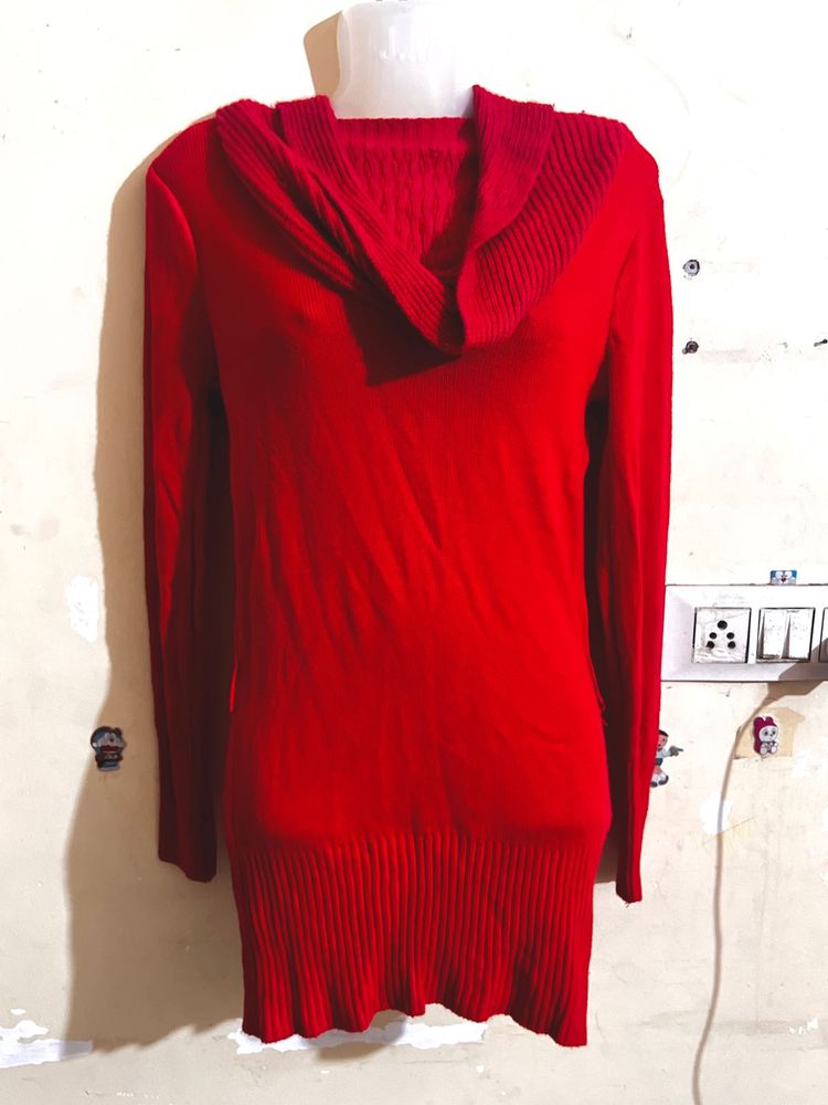 Red Knit Pullover Sweater