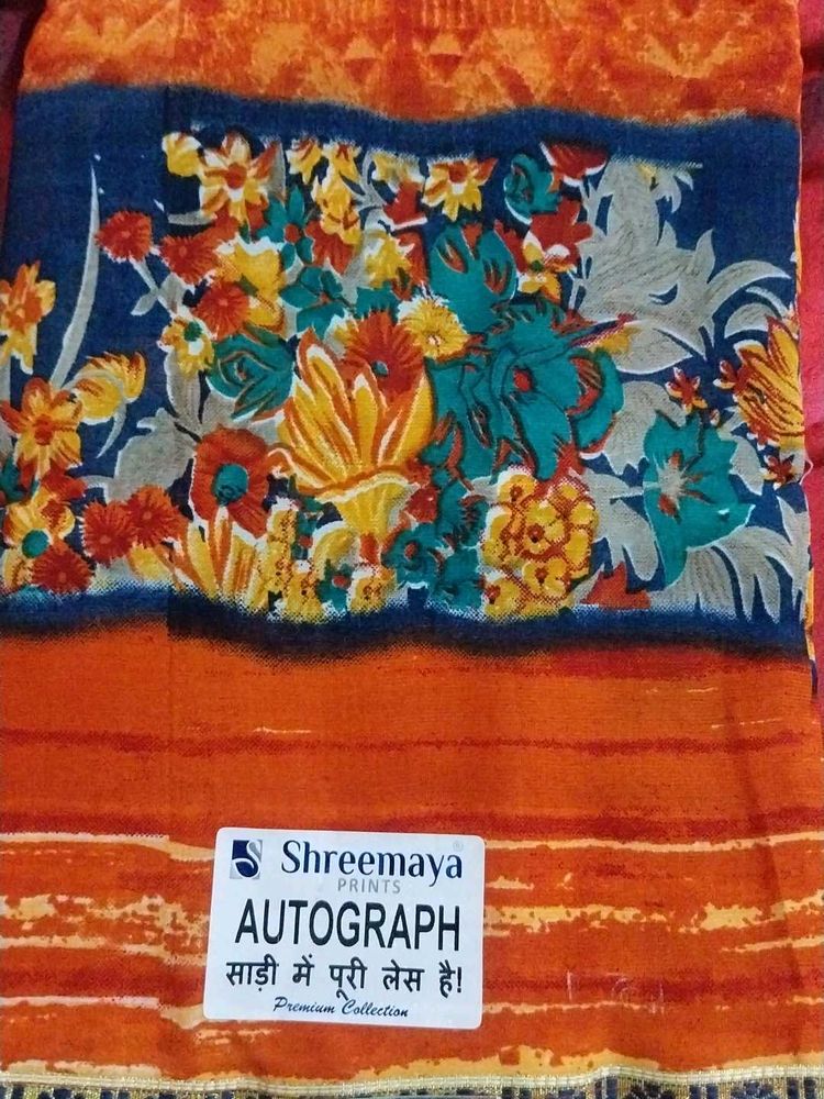 Vibrant Floral Print Saree