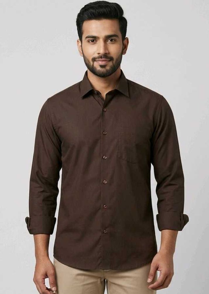 Men's Classic Brown Full Sleeve Shirt