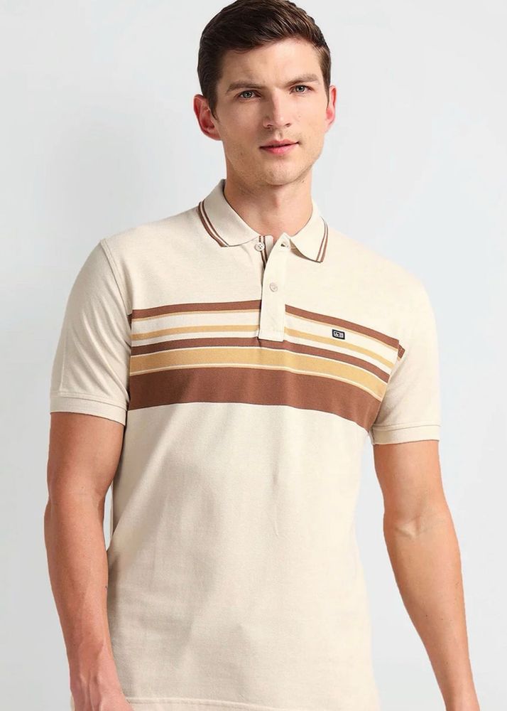 Arrow sports striped collar Polo T-shirt