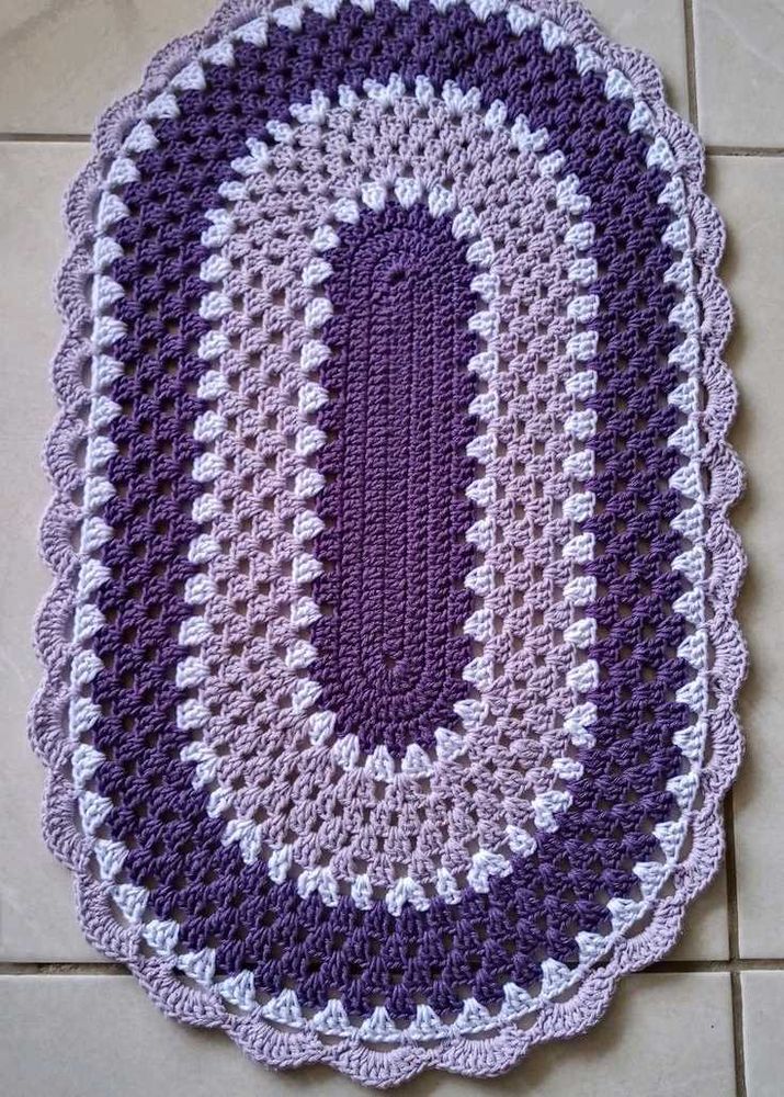 Handmade Crochet Oval Rug